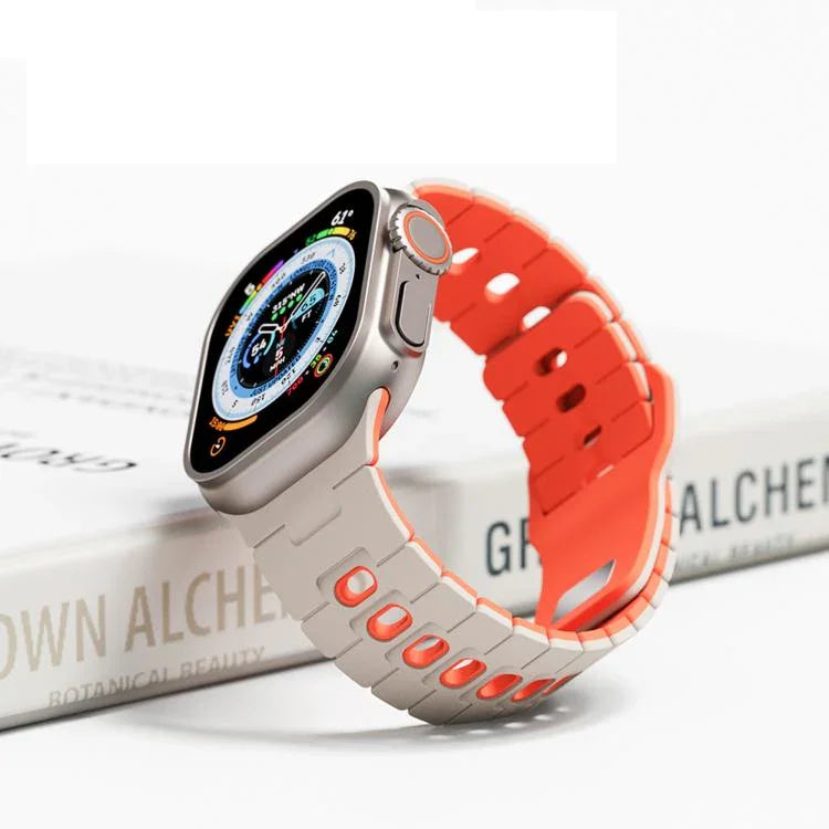 สายรัดนาฬิกาซิลิโคนสองสี สำหรับ Apple Watch 46 มม. / 49 มม. / 45 มม. / 44 มม., สำหรับ Apple Watch 42 มม. / 41 มม. / 40 มม. / 38 มม.