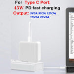 ที่ชาร์จ GaN PD 45W + QC3.0 USB รองรับโปรโตคอลเต็มรูปแบบสำหรับ MacBook, ปลั๊ก US, ปลั๊ก US