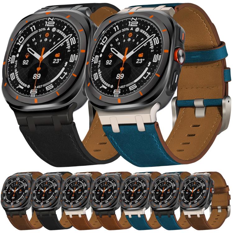 สายรัดนาฬิกาหนัง Crazy Horse สำหรับ Samsung Galaxy Watch Ultra 47mm / Ultra 2025