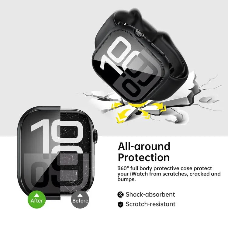 Tempered Film Integrated PC Watch Protective Case, For Apple Watch Series 6 / 5 / 4 & SE 44mm, For Apple Watch Series 6 / 5 / 4 & SE 40mm, For Apple Watch Series 11 / 10 46mm, For Apple Watch Series 11 / 10 42mm, For Apple Watch Series 9 / 8 / 7 45mm  ...