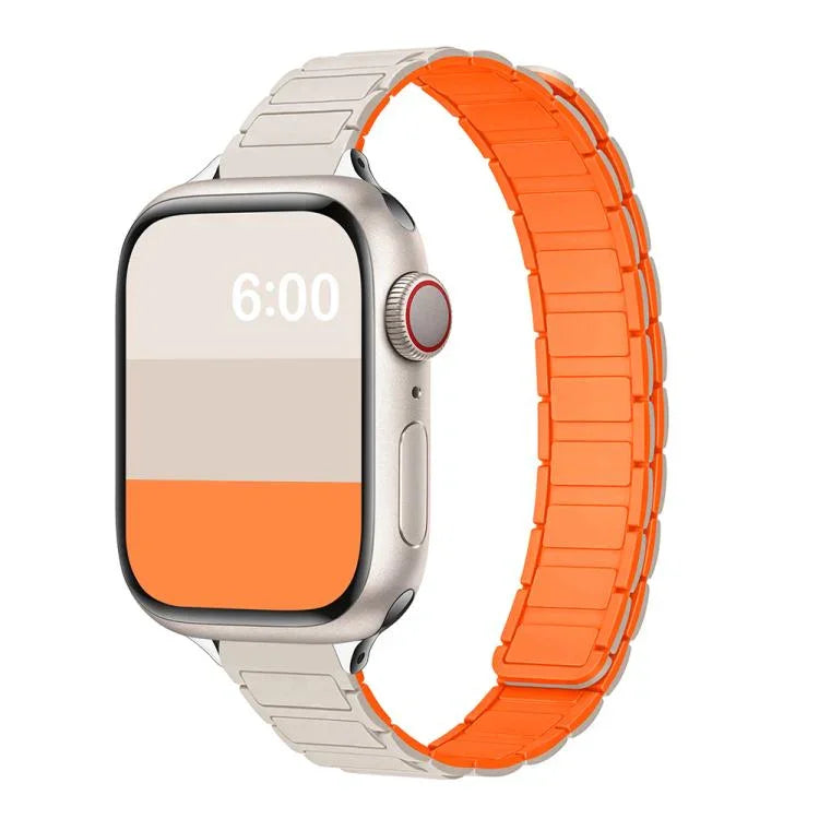 สายรัดนาฬิกาซิลิโคนแม่เหล็กทรงตัวไอสามเม็ด สำหรับ Apple Watch 46mm / 49mm / 45mm / 44mm, สำหรับ Apple Watch 42mm / 41mm / 40mm / 38mm