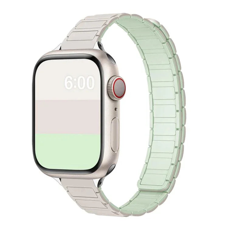 สายรัดนาฬิกาซิลิโคนแม่เหล็กทรงตัวไอสามเม็ด สำหรับ Apple Watch 46mm / 49mm / 45mm / 44mm, สำหรับ Apple Watch 42mm / 41mm / 40mm / 38mm