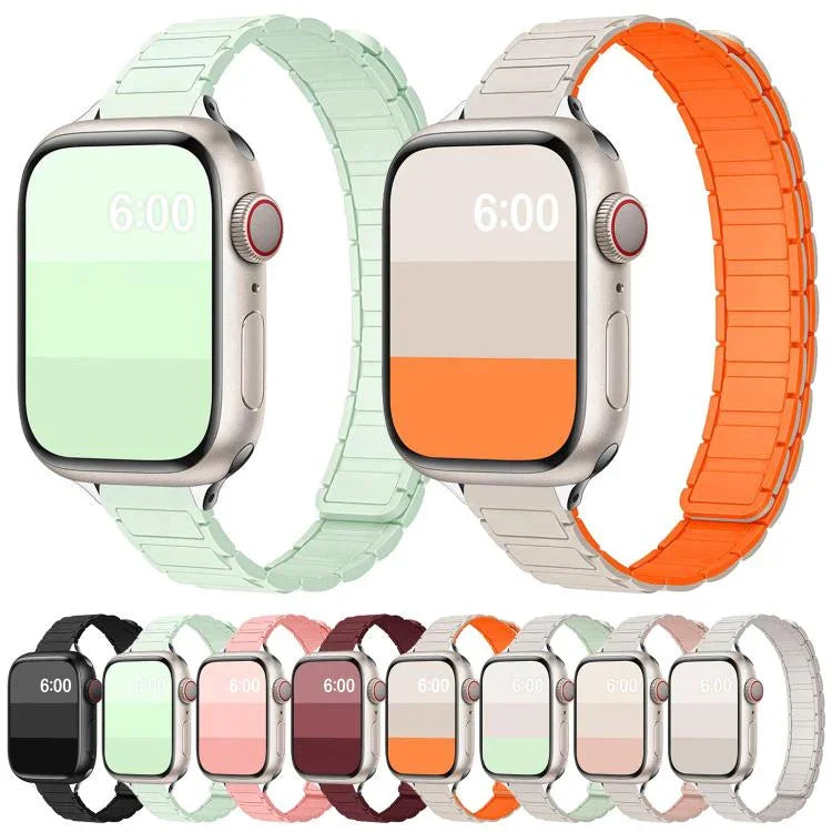 สายรัดนาฬิกาซิลิโคนแม่เหล็กทรงตัวไอสามเม็ด สำหรับ Apple Watch 46mm / 49mm / 45mm / 44mm, สำหรับ Apple Watch 42mm / 41mm / 40mm / 38mm