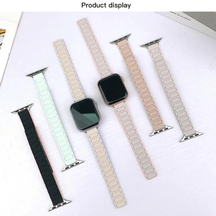 สายรัดนาฬิกาซิลิโคนแม่เหล็กทรงตัวไอสามเม็ด สำหรับ Apple Watch 46mm / 49mm / 45mm / 44mm, สำหรับ Apple Watch 42mm / 41mm / 40mm / 38mm