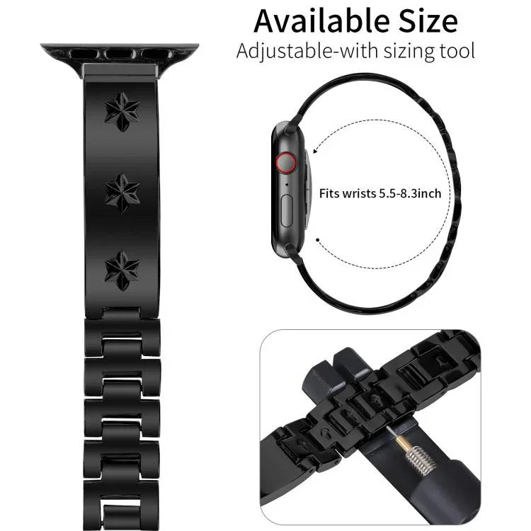 สายรัดนาฬิกาโลหะลายกลีบดอกหิมะ สำหรับ Apple Watch 46mm / 49mm / 45mm / 44mm, สำหรับ Apple Watch 42mm / 41mm / 40mm / 38mm