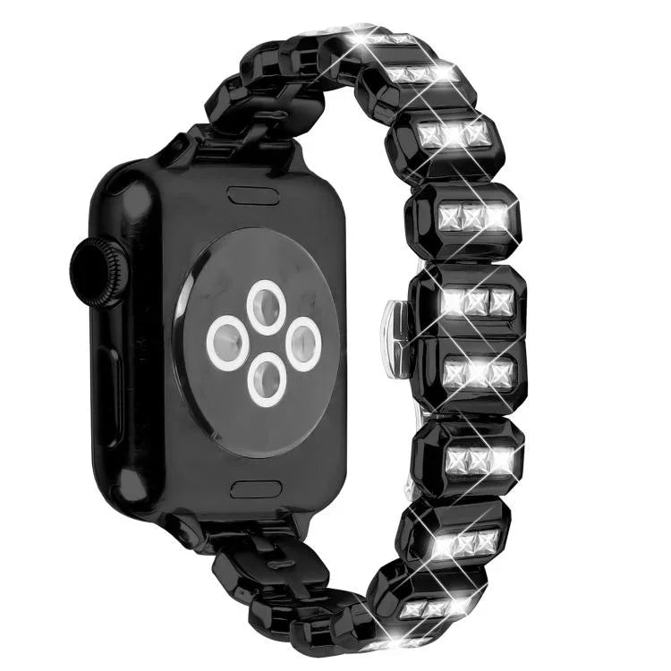 สายรัดนาฬิกาหัวเข็มขัดผีเสื้อเพชรสี่เหลี่ยมเล็ก สำหรับ Apple Watch 46mm / 49mm / 45mm / 44mm, สำหรับ Apple Watch 42mm / 41mm / 40mm / 38mm