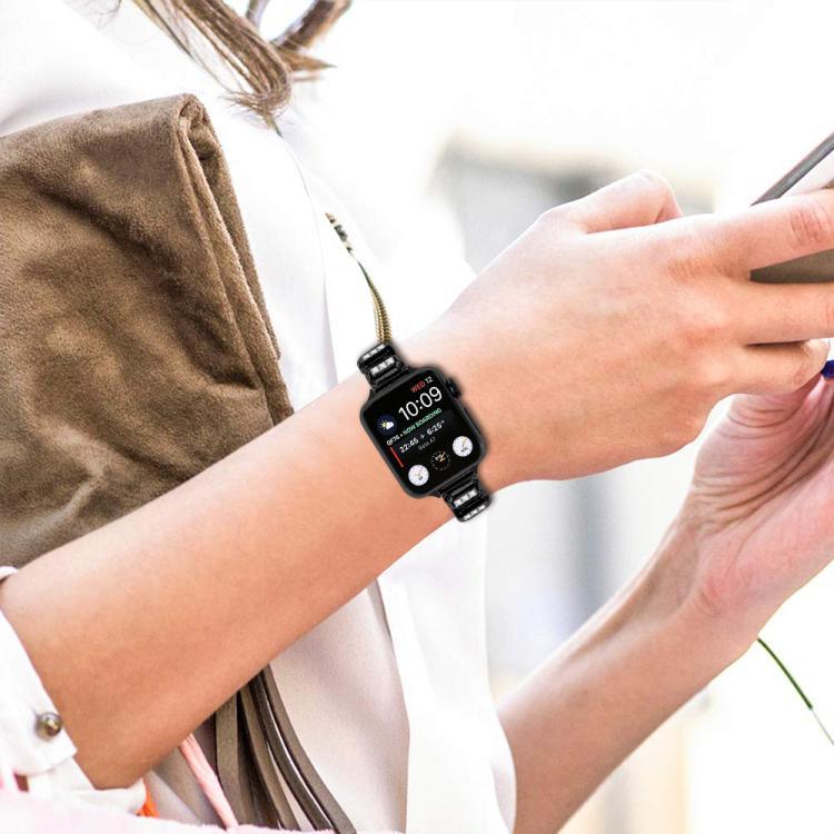 สายรัดนาฬิกาหัวเข็มขัดผีเสื้อเพชรสี่เหลี่ยมเล็ก สำหรับ Apple Watch 46mm / 49mm / 45mm / 44mm, สำหรับ Apple Watch 42mm / 41mm / 40mm / 38mm