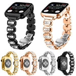 สายรัดนาฬิกาหัวเข็มขัดผีเสื้อเพชรสี่เหลี่ยมเล็ก สำหรับ Apple Watch 46mm / 49mm / 45mm / 44mm, สำหรับ Apple Watch 42mm / 41mm / 40mm / 38mm