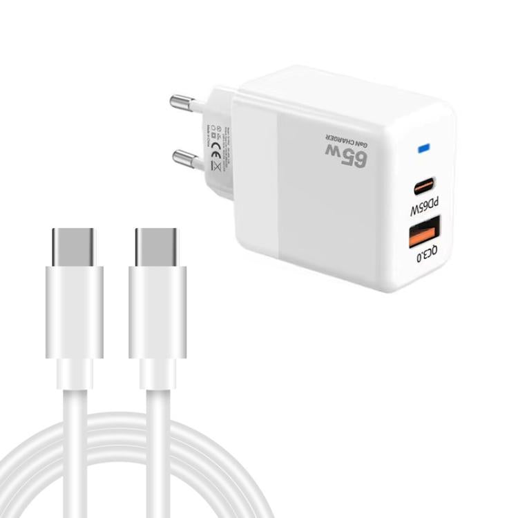 ที่ชาร์จ PD41 GaN PD 45W + USB พร้อมสายข้อมูล Type-C ถึง Type-C ปลั๊ก EU, ปลั๊ก EU