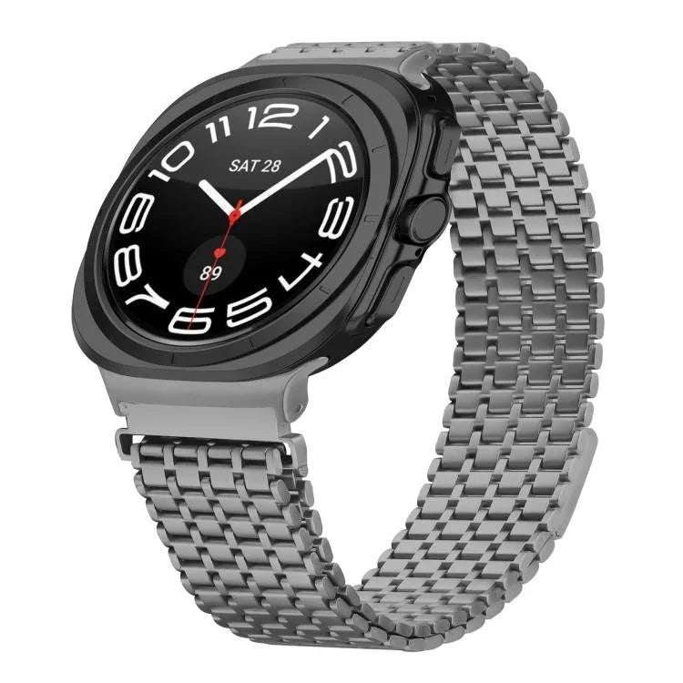สายรัดนาฬิกาเหล็กกล้าไร้สนิมหัวเข็มขัดแม่เหล็กเก้าลูก สำหรับ Samsung Galaxy Watch Ultra ขนาด 47 มม. / Ultra 2025