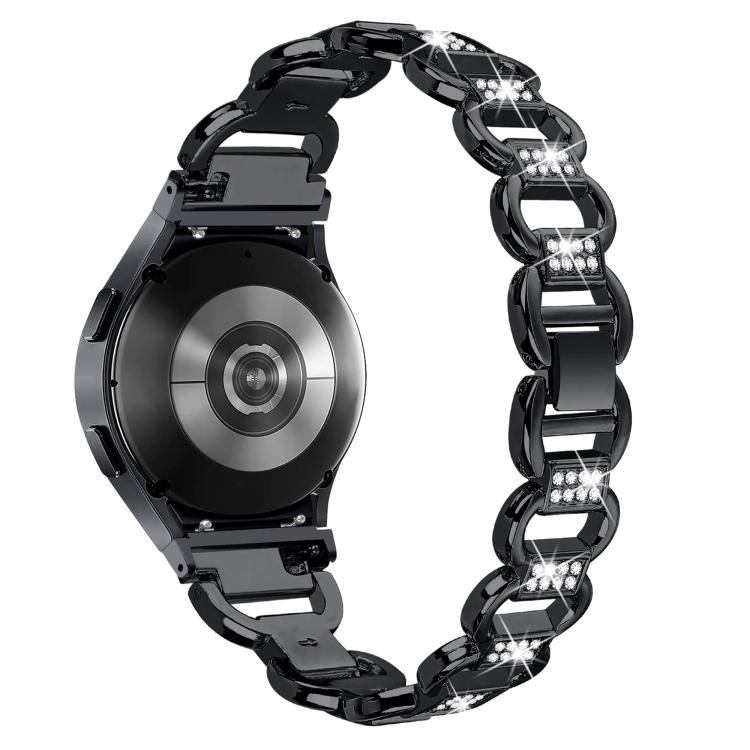 สายรัดนาฬิกาสแตนเลสสตีลหัวเมทัลรูปไข่ประดับเพชร สำหรับ Samsung Galaxy Watch 7 40mm / 44mm
