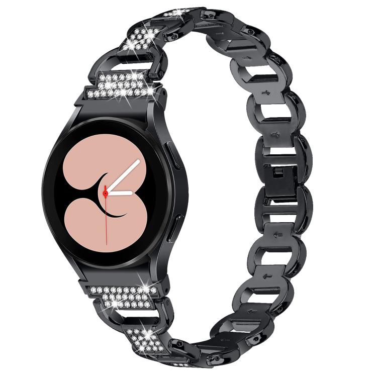 สายรัดนาฬิกาสแตนเลสสตีลหัวเมทัลรูปไข่ประดับเพชร สำหรับ Samsung Galaxy Watch 7 40mm / 44mm