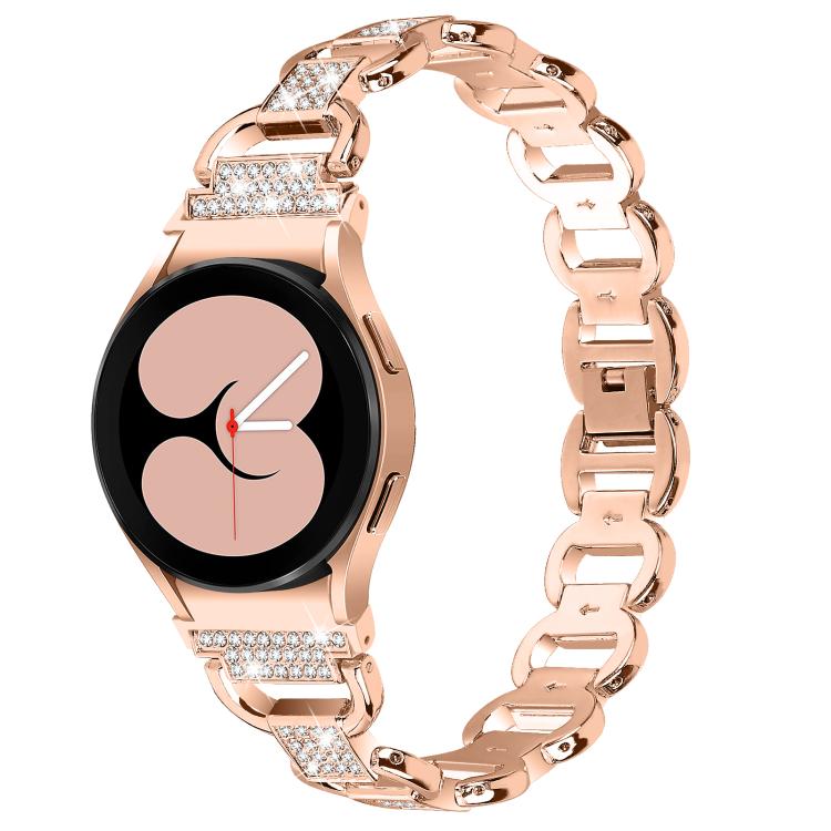 สายรัดนาฬิกาสแตนเลสสตีลหัวเมทัลรูปไข่ประดับเพชร สำหรับ Samsung Galaxy Watch 7 40mm / 44mm