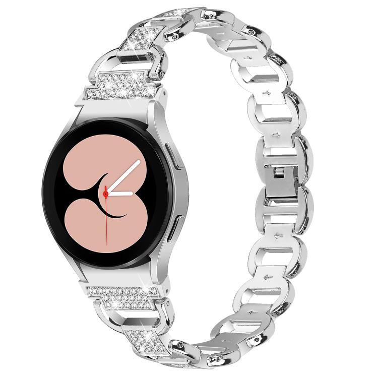 สายรัดนาฬิกาสแตนเลสสตีลหัวเมทัลรูปไข่ประดับเพชร สำหรับ Samsung Galaxy Watch 7 40mm / 44mm
