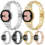 สายรัดนาฬิกาสแตนเลสสตีลหัวเมทัลรูปไข่ประดับเพชร สำหรับ Samsung Galaxy Watch 7 40mm / 44mm