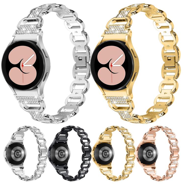 สายรัดนาฬิกาสแตนเลสสตีลหัวเมทัลรูปไข่ประดับเพชร สำหรับ Samsung Galaxy Watch 7 40mm / 44mm