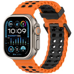 สายรัดนาฬิกาซิลิโคนสองสีรูสองแถวลายโอเชียน สำหรับ Apple Watch 46mm / 49mm / 45mm / 44mm