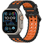 สายรัดนาฬิกาซิลิโคนสองสีรูสองแถวลายโอเชียน สำหรับ Apple Watch 46mm / 49mm / 45mm / 44mm