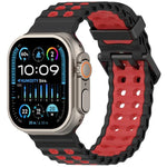 สายรัดนาฬิกาซิลิโคนสองสีรูสองแถวลายโอเชียน สำหรับ Apple Watch 46mm / 49mm / 45mm / 44mm