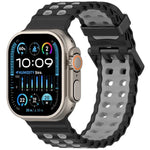 สายรัดนาฬิกาซิลิโคนสองสีรูสองแถวลายโอเชียน สำหรับ Apple Watch 46mm / 49mm / 45mm / 44mm