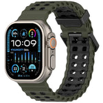 สายรัดนาฬิกาซิลิโคนสองสีรูสองแถวลายโอเชียน สำหรับ Apple Watch 46mm / 49mm / 45mm / 44mm
