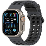 สายรัดนาฬิกาซิลิโคนสองสีรูสองแถวลายโอเชียน สำหรับ Apple Watch 46mm / 49mm / 45mm / 44mm