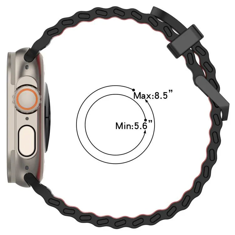 สายรัดนาฬิกาซิลิโคนสองสีรูสองแถวลายโอเชียน สำหรับ Apple Watch 46mm / 49mm / 45mm / 44mm