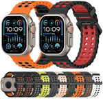 สายรัดนาฬิกาซิลิโคนสองสีรูสองแถวลายโอเชียน สำหรับ Apple Watch 46mm / 49mm / 45mm / 44mm