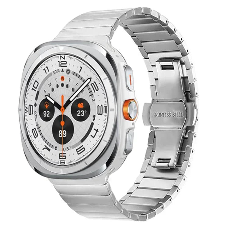 สายรัดนาฬิกาสแตนเลสสตีลหัวเข็มขัดผีเสื้อเม็ดเดียว สำหรับ Samsung Galaxy Watch Ultra 47mm / Ultra 2025
