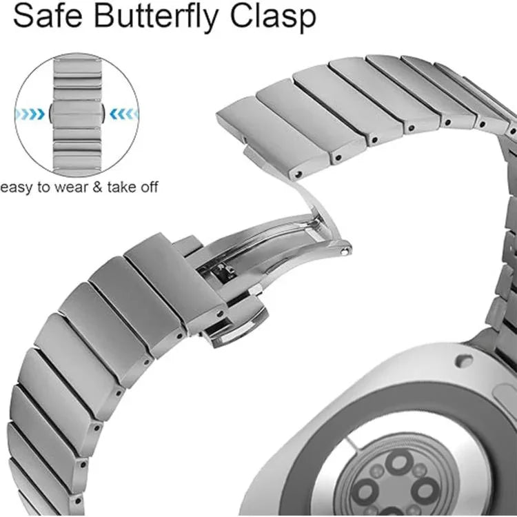 สายรัดนาฬิกาสแตนเลสสตีลหัวเข็มขัดผีเสื้อเม็ดเดียว สำหรับ Samsung Galaxy Watch Ultra 47mm / Ultra 2025
