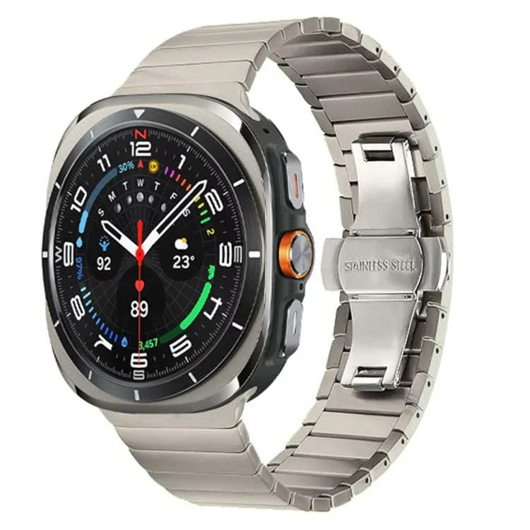 สายรัดนาฬิกาสแตนเลสสตีลหัวเข็มขัดผีเสื้อเม็ดเดียว สำหรับ Samsung Galaxy Watch Ultra 47mm / Ultra 2025