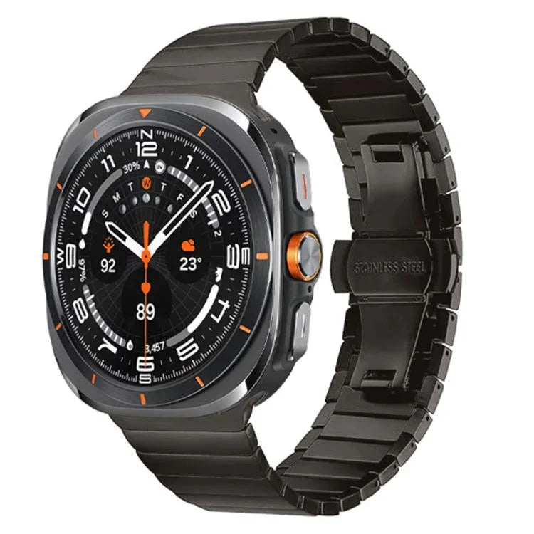 สายรัดนาฬิกาสแตนเลสสตีลหัวเข็มขัดผีเสื้อเม็ดเดียว สำหรับ Samsung Galaxy Watch Ultra 47mm / Ultra 2025