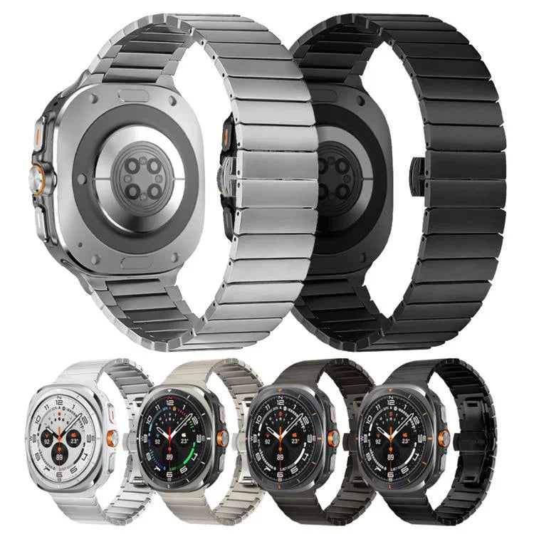 สายรัดนาฬิกาสแตนเลสสตีลหัวเข็มขัดผีเสื้อเม็ดเดียว สำหรับ Samsung Galaxy Watch Ultra 47mm / Ultra 2025