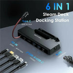 WAVLINK UHP3426 สำหรับ Steam Deck อะแดปเตอร์ฮับ RJ45 Gigabit 100W PD 6-in-1 Docking Station