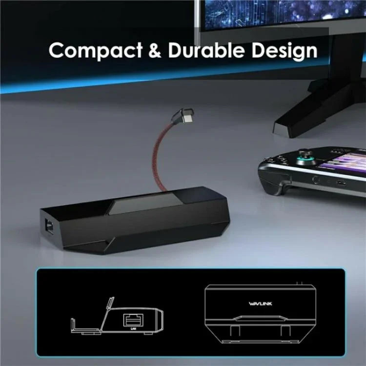 WAVLINK UHP3426 สำหรับ Steam Deck อะแดปเตอร์ฮับ RJ45 Gigabit 100W PD 6-in-1 Docking Station