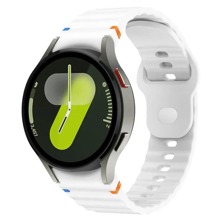 สายรัดนาฬิกาซิลิโคนลายคลื่นเย็บกลับหัวเข็มขัด 20mm สำหรับ Samsung Galaxy Watch 7 40mm / 44mm
