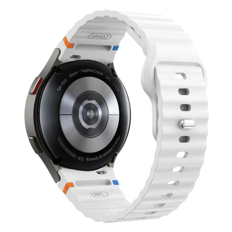 สายรัดนาฬิกาซิลิโคนลายคลื่นเย็บกลับหัวเข็มขัด 20mm สำหรับ Samsung Galaxy Watch 7 40mm / 44mm
