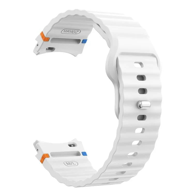 สายรัดนาฬิกาซิลิโคนลายคลื่นเย็บกลับหัวเข็มขัด 20mm สำหรับ Samsung Galaxy Watch 7 40mm / 44mm