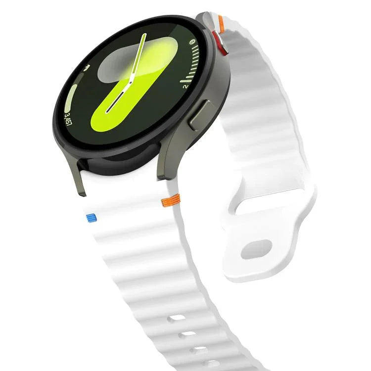สายรัดนาฬิกาซิลิโคนลายคลื่นเย็บกลับหัวเข็มขัด 20mm สำหรับ Samsung Galaxy Watch 7 40mm / 44mm