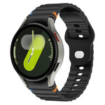 สายรัดนาฬิกาซิลิโคนลายคลื่นเย็บกลับหัวเข็มขัด 20mm สำหรับ Samsung Galaxy Watch 7 40mm / 44mm