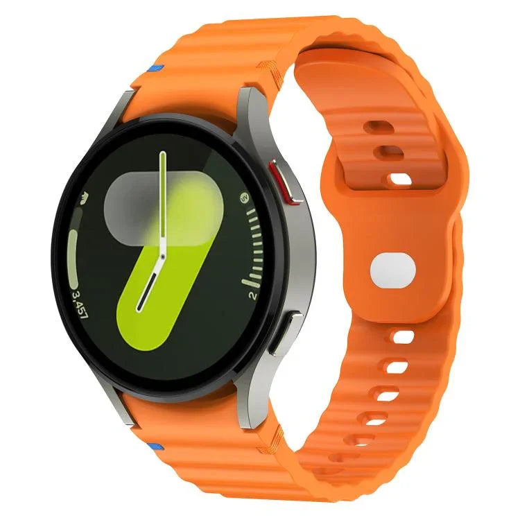 สายรัดนาฬิกาซิลิโคนลายคลื่นเย็บกลับหัวเข็มขัด 20mm สำหรับ Samsung Galaxy Watch 7 40mm / 44mm