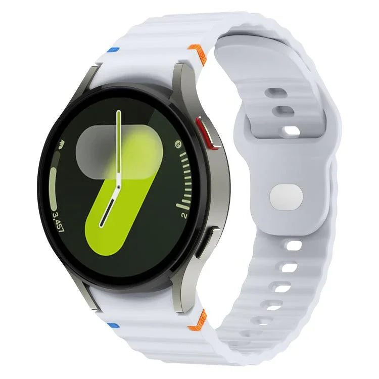 สายรัดนาฬิกาซิลิโคนลายคลื่นเย็บกลับหัวเข็มขัด 20mm สำหรับ Samsung Galaxy Watch 7 40mm / 44mm