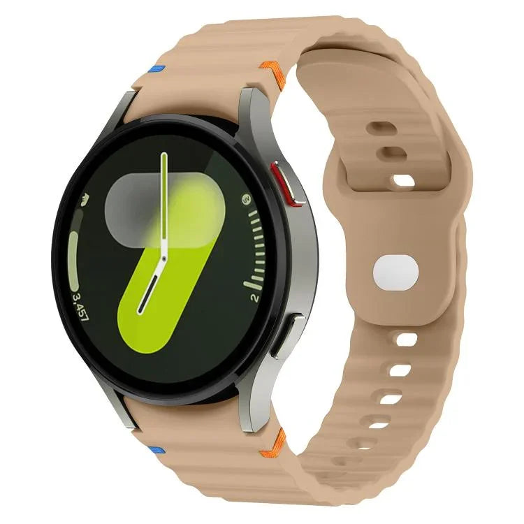 สายรัดนาฬิกาซิลิโคนลายคลื่นเย็บกลับหัวเข็มขัด 20mm สำหรับ Samsung Galaxy Watch 7 40mm / 44mm