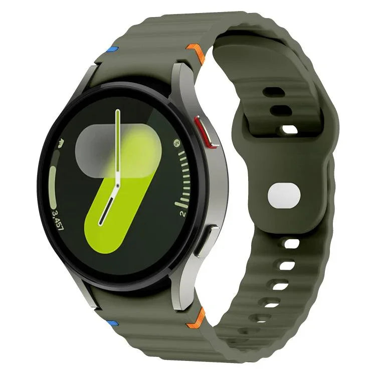 สายรัดนาฬิกาซิลิโคนลายคลื่นเย็บกลับหัวเข็มขัด 20mm สำหรับ Samsung Galaxy Watch 7 40mm / 44mm