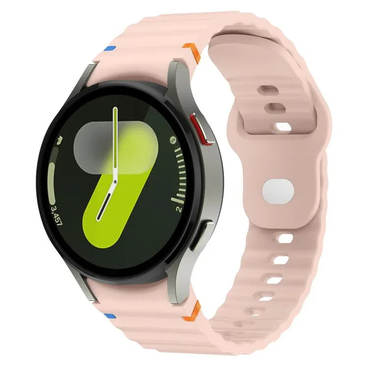 สายรัดนาฬิกาซิลิโคนลายคลื่นเย็บกลับหัวเข็มขัด 20mm สำหรับ Samsung Galaxy Watch 7 40mm / 44mm
