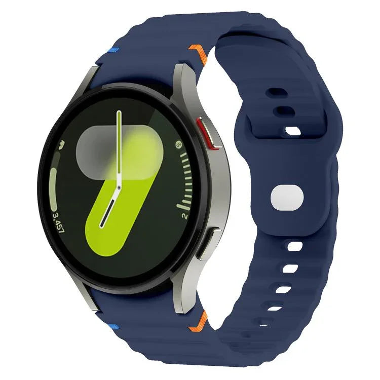 สายรัดนาฬิกาซิลิโคนลายคลื่นเย็บกลับหัวเข็มขัด 20mm สำหรับ Samsung Galaxy Watch 7 40mm / 44mm