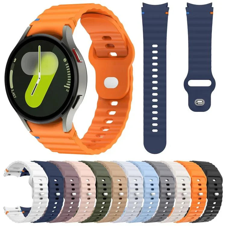 สายรัดนาฬิกาซิลิโคนลายคลื่นเย็บกลับหัวเข็มขัด 20mm สำหรับ Samsung Galaxy Watch 7 40mm / 44mm