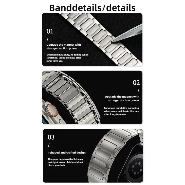 สายรัดสแตนเลสแม่เหล็กรูปตัว I สำหรับ Apple Watch ขนาด 46 มม. / 49 มม. / 45 มม. / 44 มม. และ 42 มม. / 41 มม. / 40 มม. / 38 มม.
