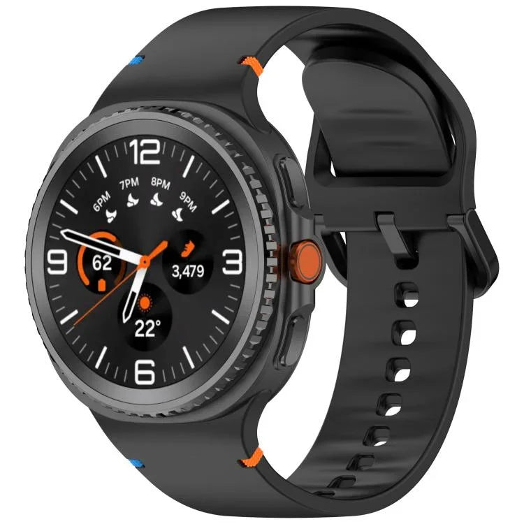 สายรัดนาฬิกาซิลิโคนสีเรียบเย็บขอบ สำหรับ Samsung Galaxy Watch8 / Watch8 Classic, S, M