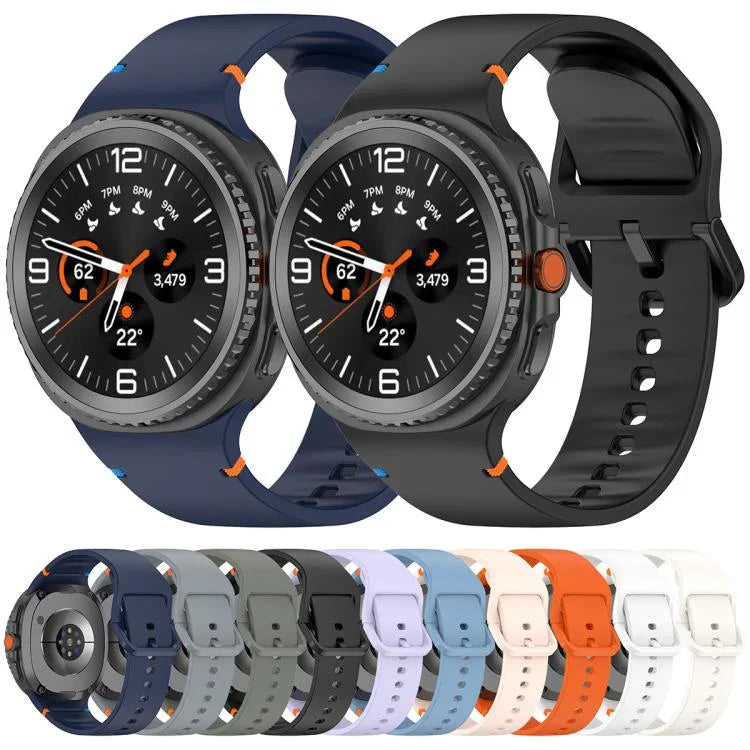 สายรัดนาฬิกาซิลิโคนสีเรียบเย็บขอบ สำหรับ Samsung Galaxy Watch8 / Watch8 Classic, S, M